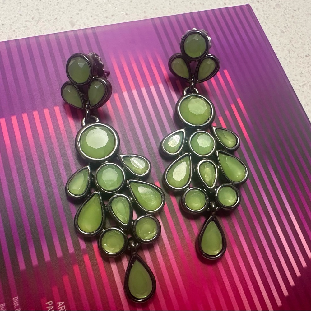 Lia Sophia Green Teardrop Earrings, like new condition